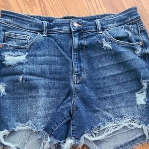 Judy Blue Dark Wash Distressed Jean Shorts